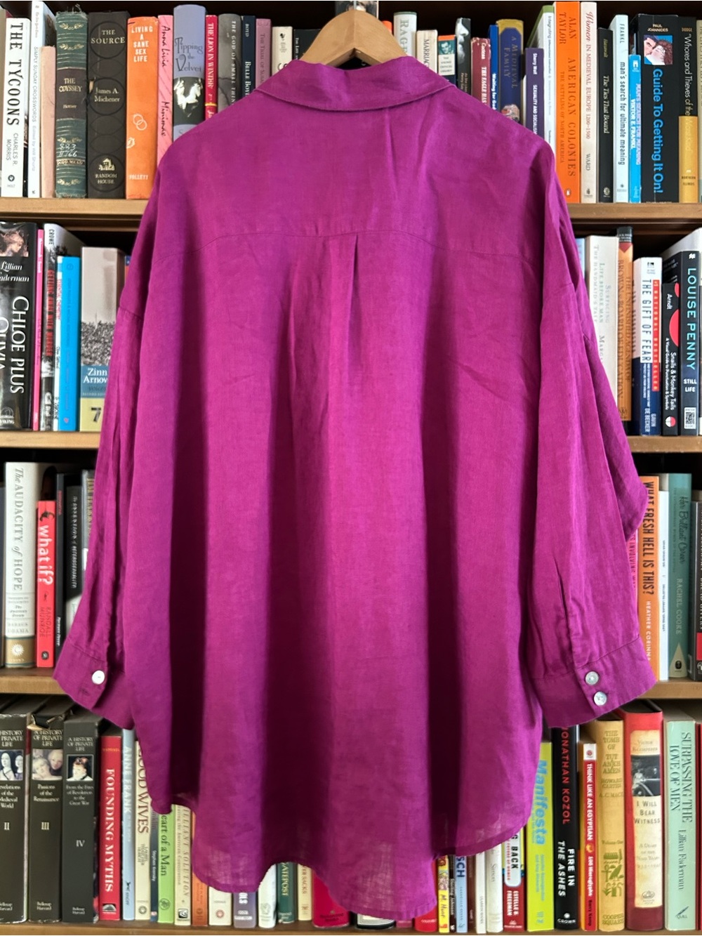 L*Space Fuchsia Collared 100% Linen Long Sleeve Button Down Shirt Dress M/L - Picture 10 of 10
